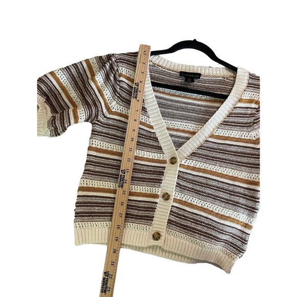 House of‎ Harlow 1960 Cardigan Womens Small Stripe Puff Sleeve Cropped Sweater - Picture 9 of 10